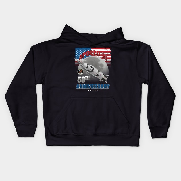 50th anniversary apollo 11 moon landing 1969 2019- Space Gift Kids Hoodie by woormle